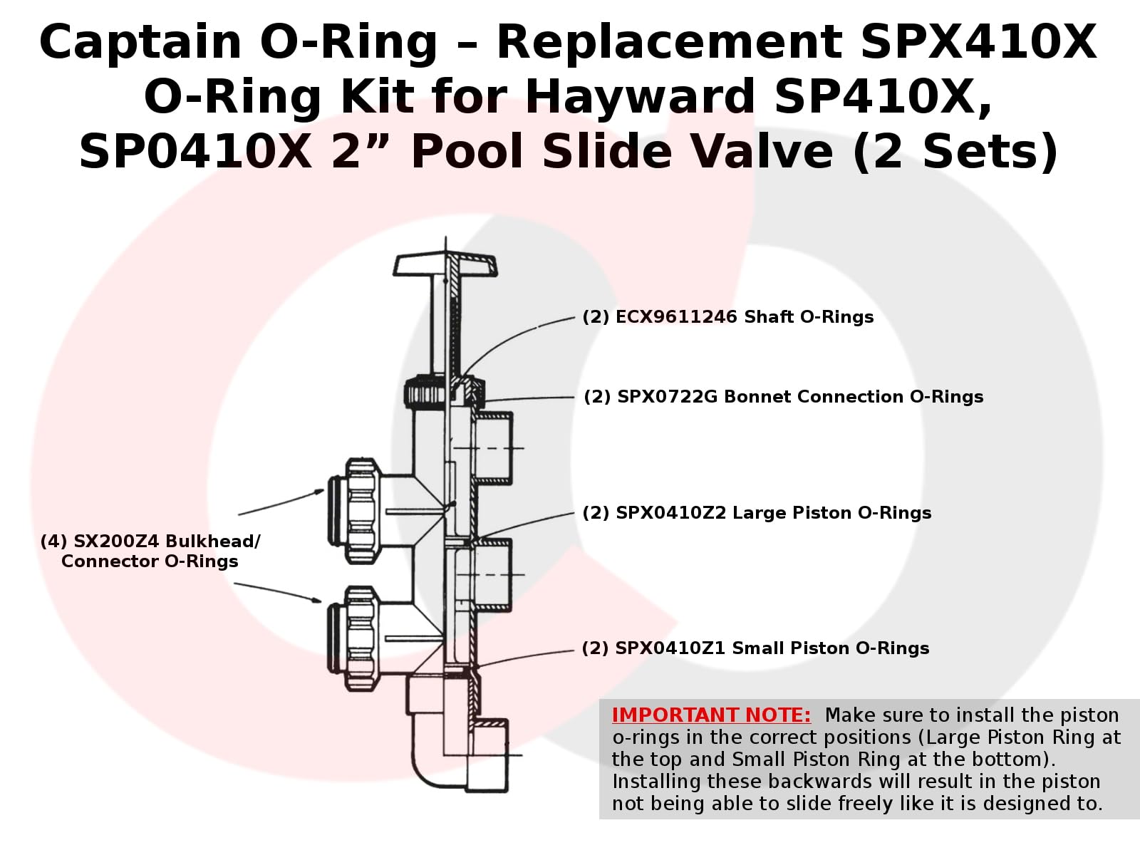 Captain O-Ring SPX410X bonnet connection O-rings seal connections reliably.
