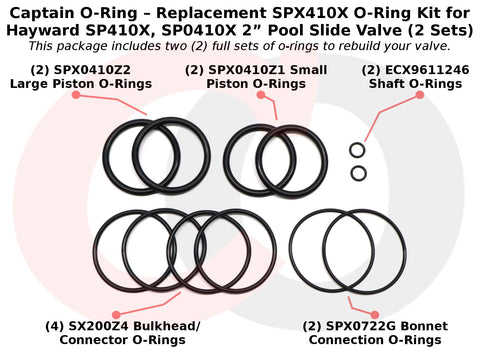 Captain O-Ring SPX410X shaft O-rings for smooth valve operation.