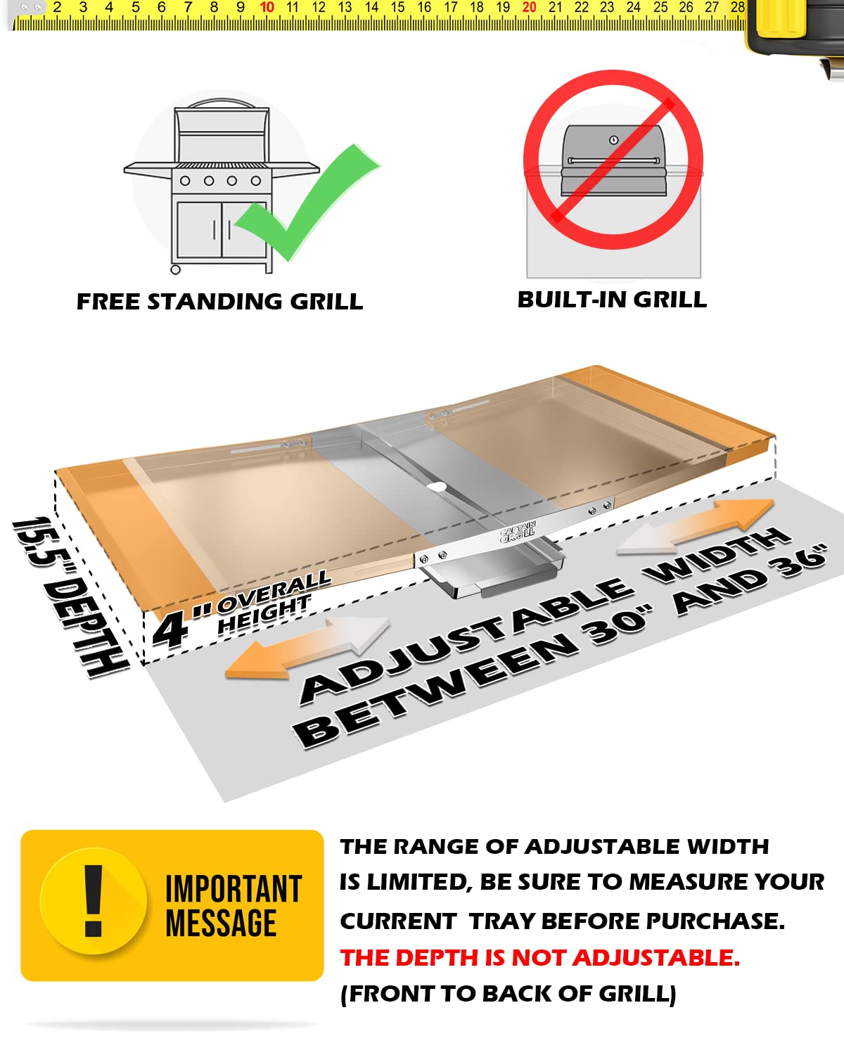 CaptainGrill angled side design directs drippings toward the drain for clean grilling