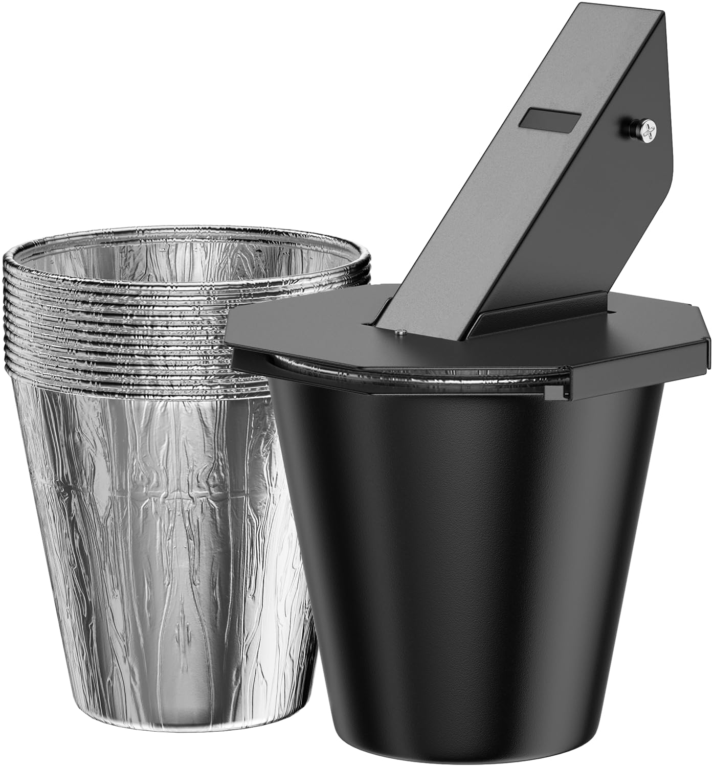 CaptainGrill grease bucket with lid; secure installation prevents tipping during grilling.