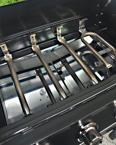 CaptainGrill tray with hidden bottom brackets for no leaks.
