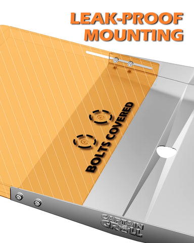 CaptainGrill hidden brackets prevent leaks and messy spills