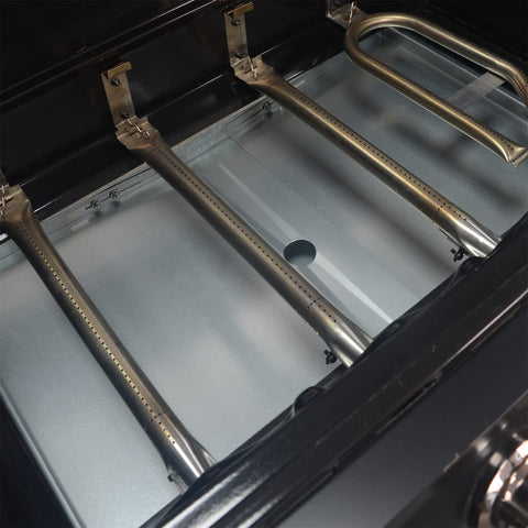 CaptainGrill patented drain-channel directs grease toward the end opening.