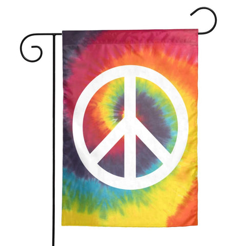 Caqqweiz Tie Dye Peace Flag double-stitched hem for longer flag life.