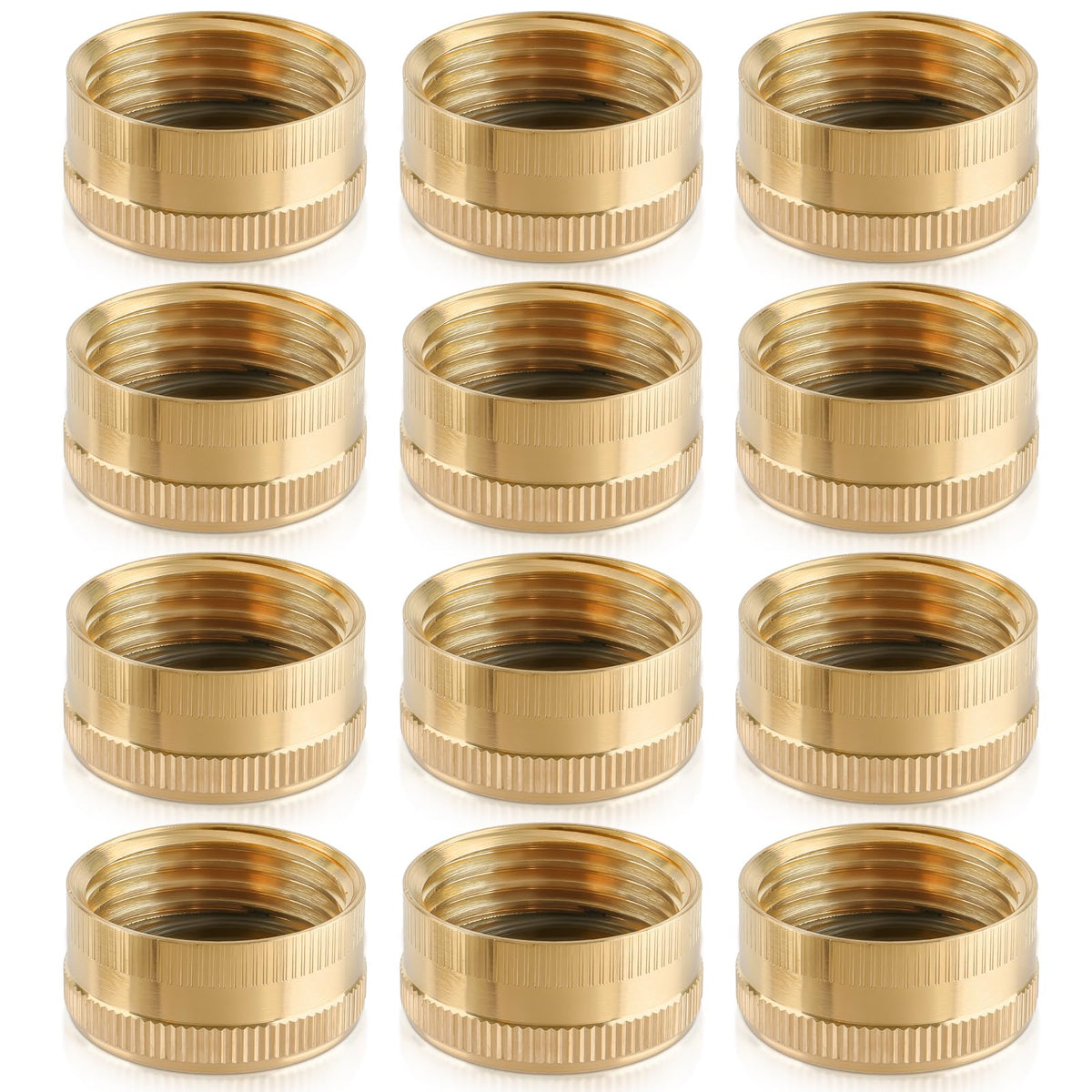 CARBBIA 12pcs brass end caps 3-4 inch pack for durable hose sealing.