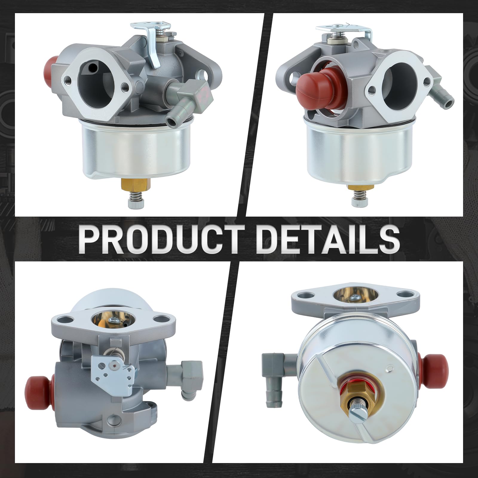 Carbbia carburetor top view highlights quick-connect components for Tecumseh 632795A.