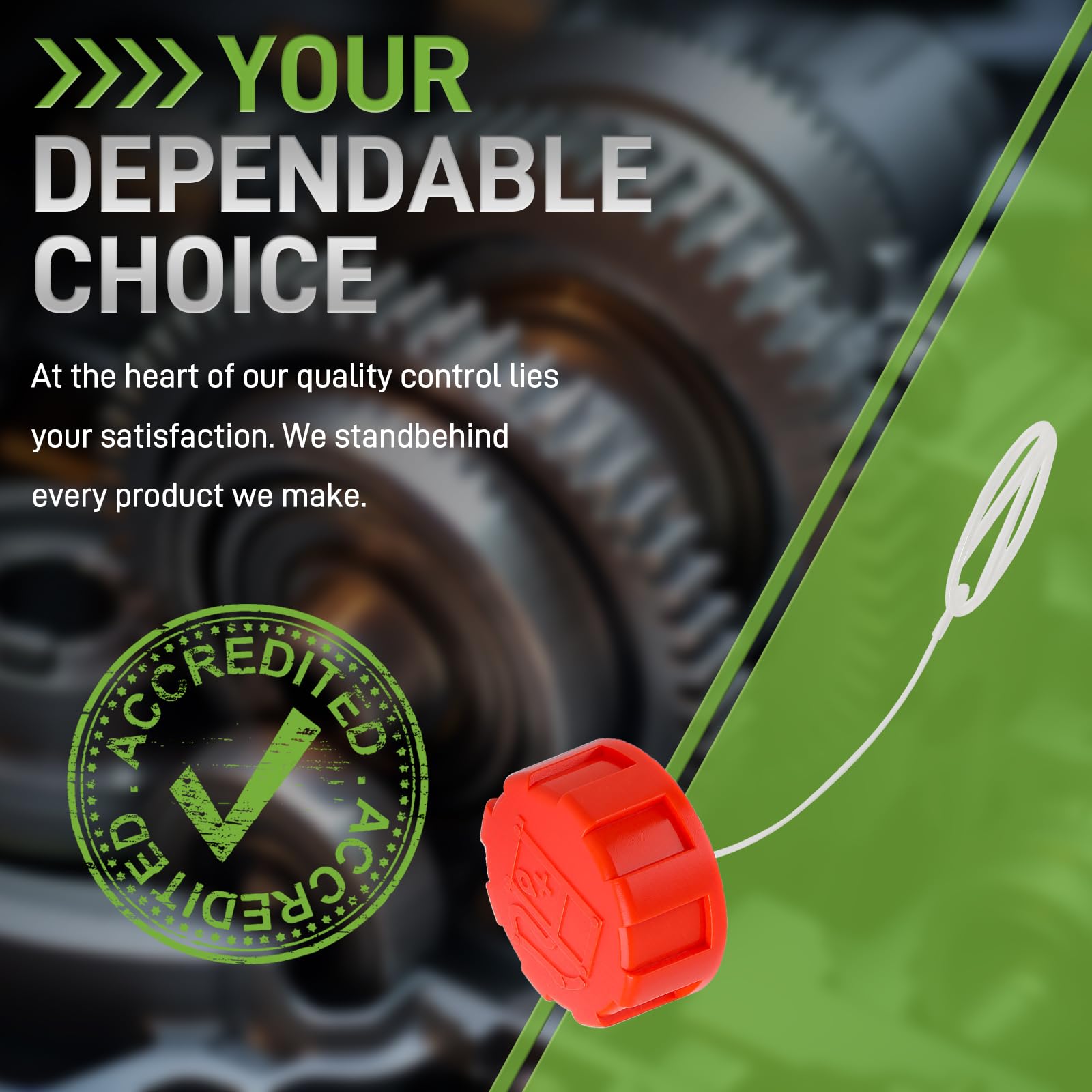 CARBBIA fuel cap assembly for Echo GT-225L, macro shot, robust construction for longevity.