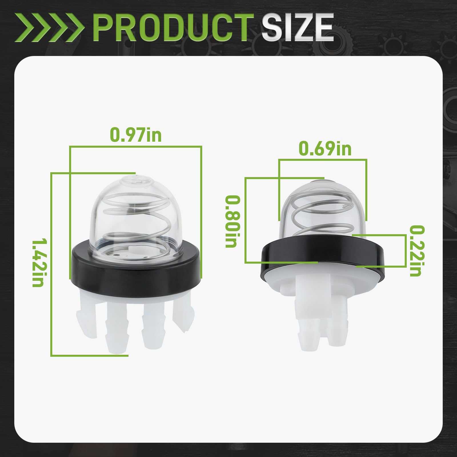 CARBBIA primer bulb packaging shows 5-pack value for DIY maintenance.