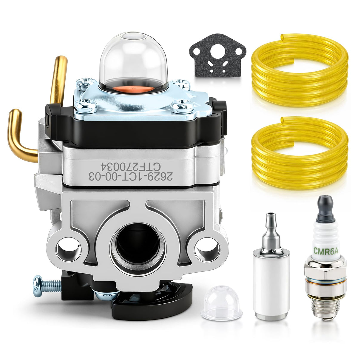Carbhub C430 carburetor close-up for Ryobi 30cc trimmer, enabling smooth starts.