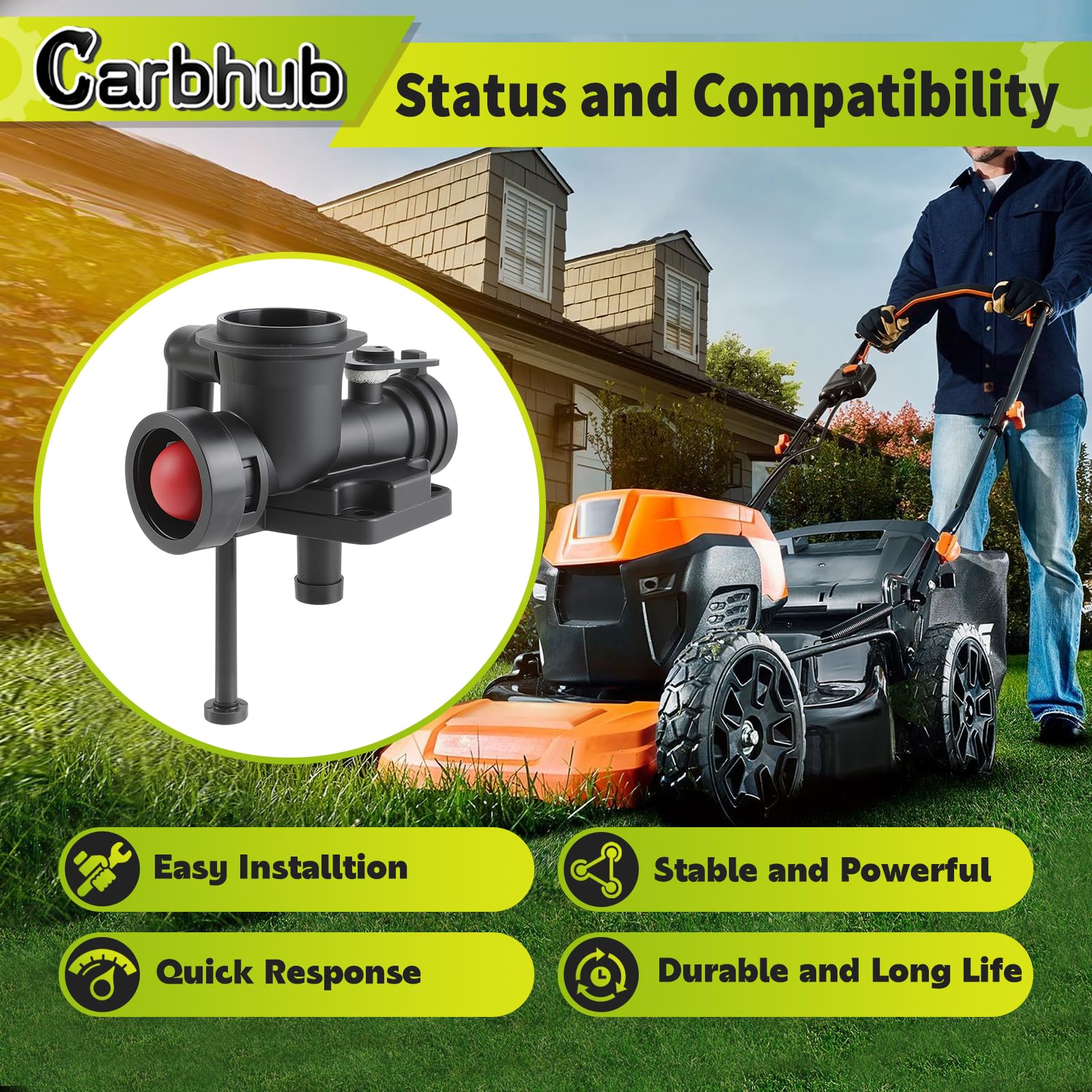 Carbhub carburetor with air filter included for ready-to-install replacement.
