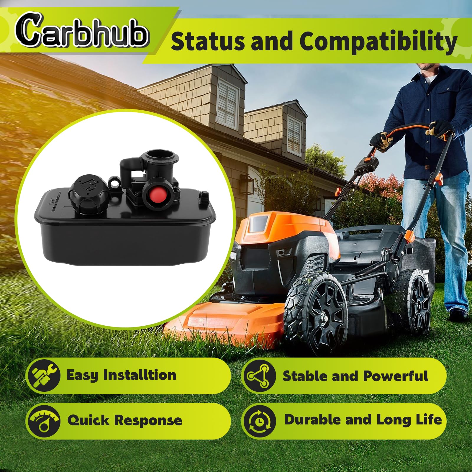 Carbhub carburetor assembly for smoother starting and consistent engine performance.