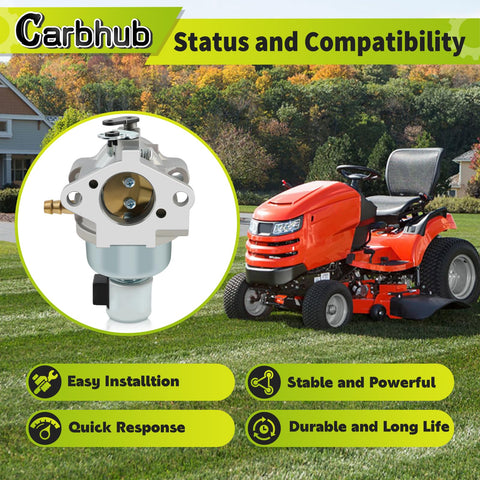 Carbhub carburetor kit assembly image, includes essential gasket and clamps for quick install.