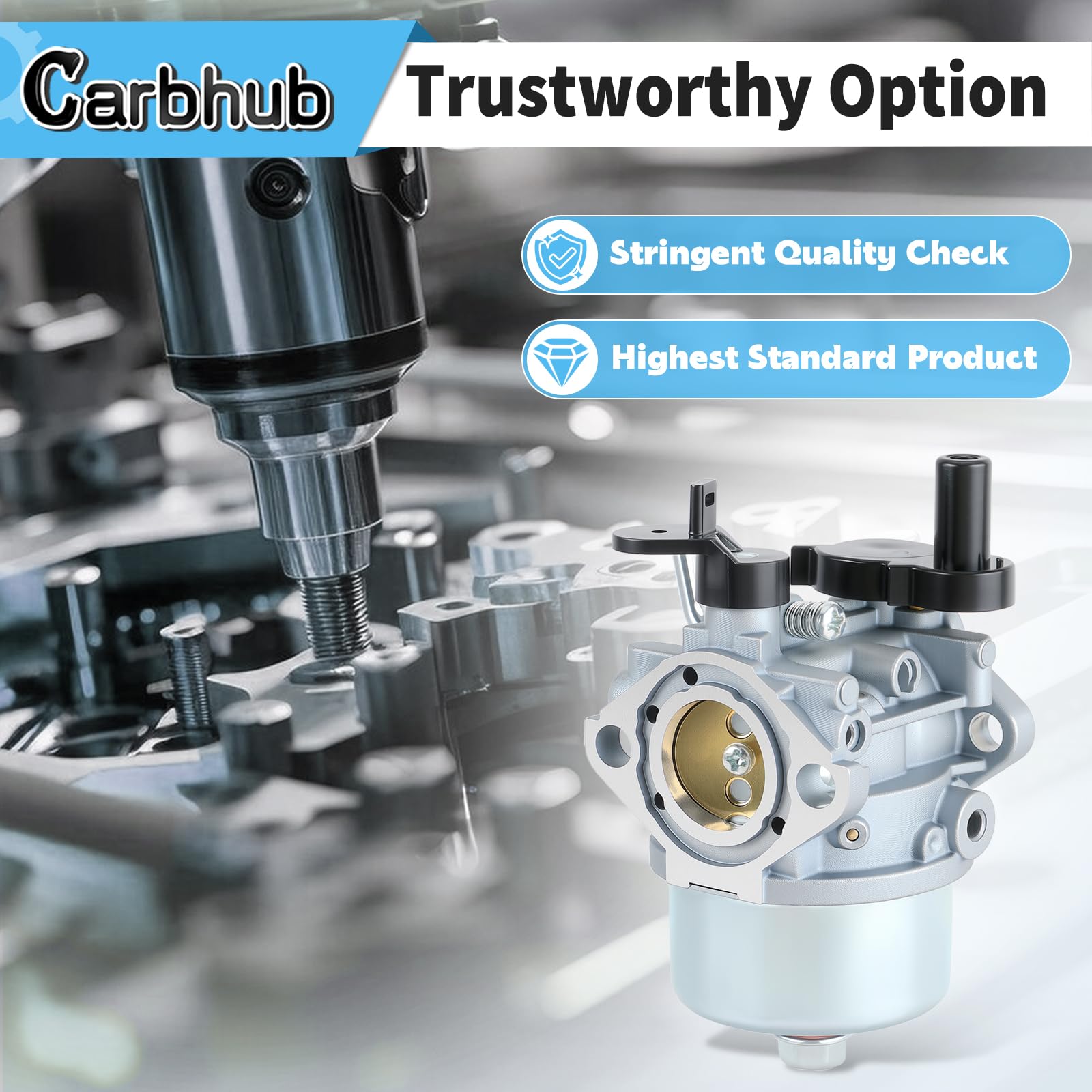 Carbhub carburetor package contents including gaskets and fuel line.