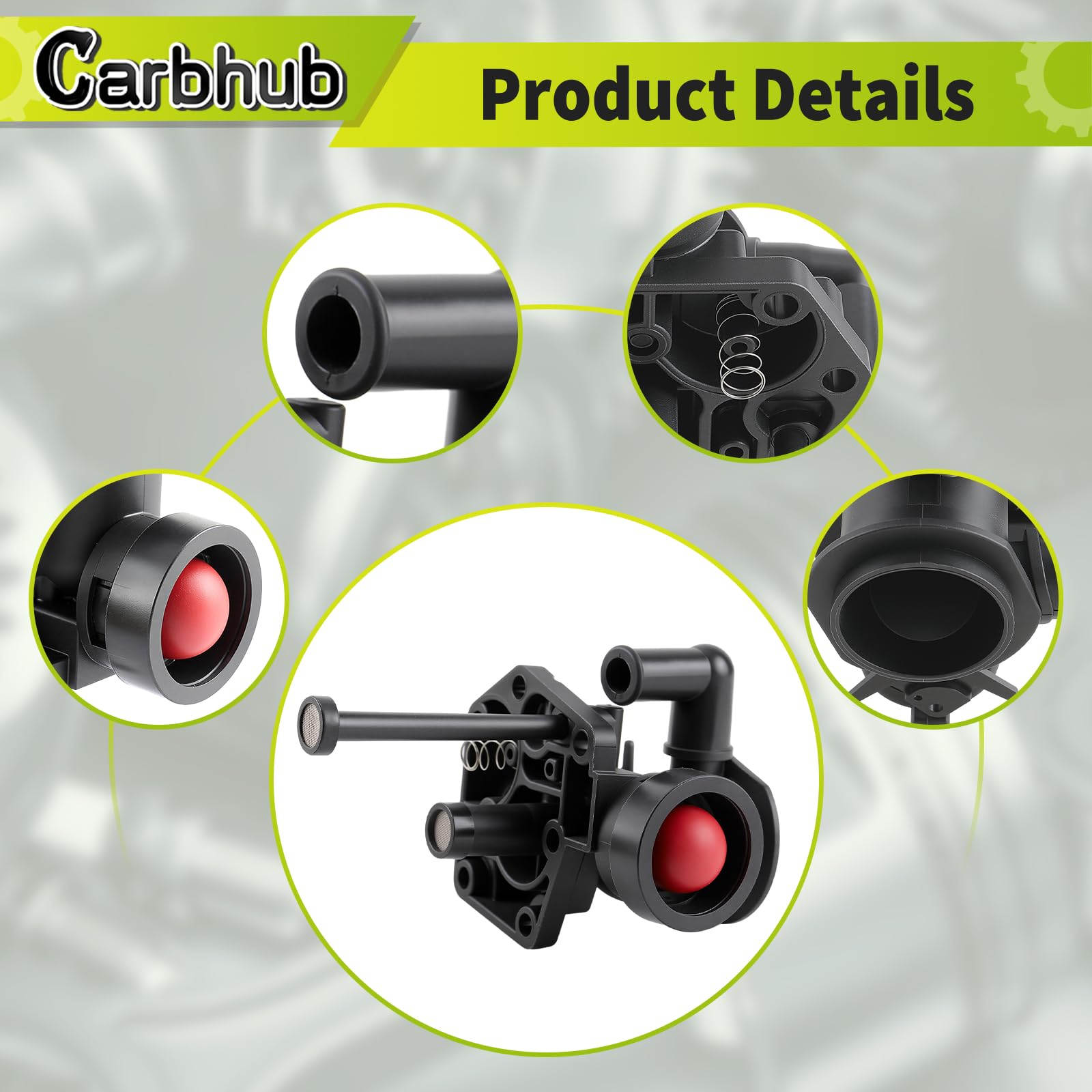 Carbhub carburetor primer bulb shown for quick priming and starting.