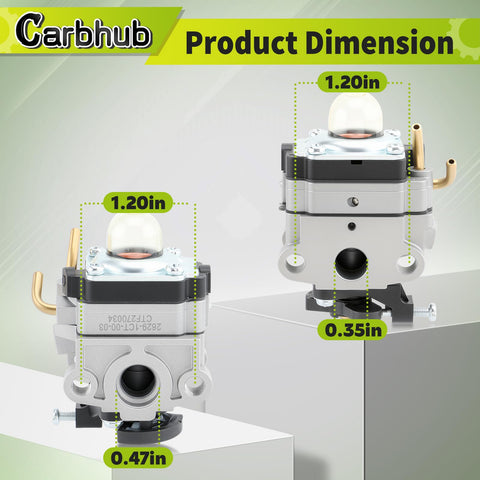 Carbhub package includes spark plug and fuel filter for reliable startup.