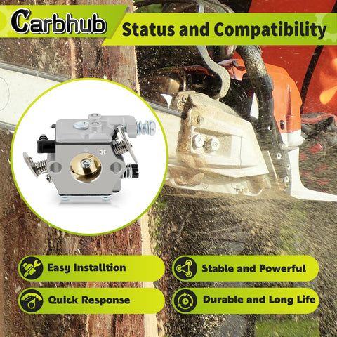 Carbhub carburetor for Stihl MS250, precision-fit view reduces flooding risk.
