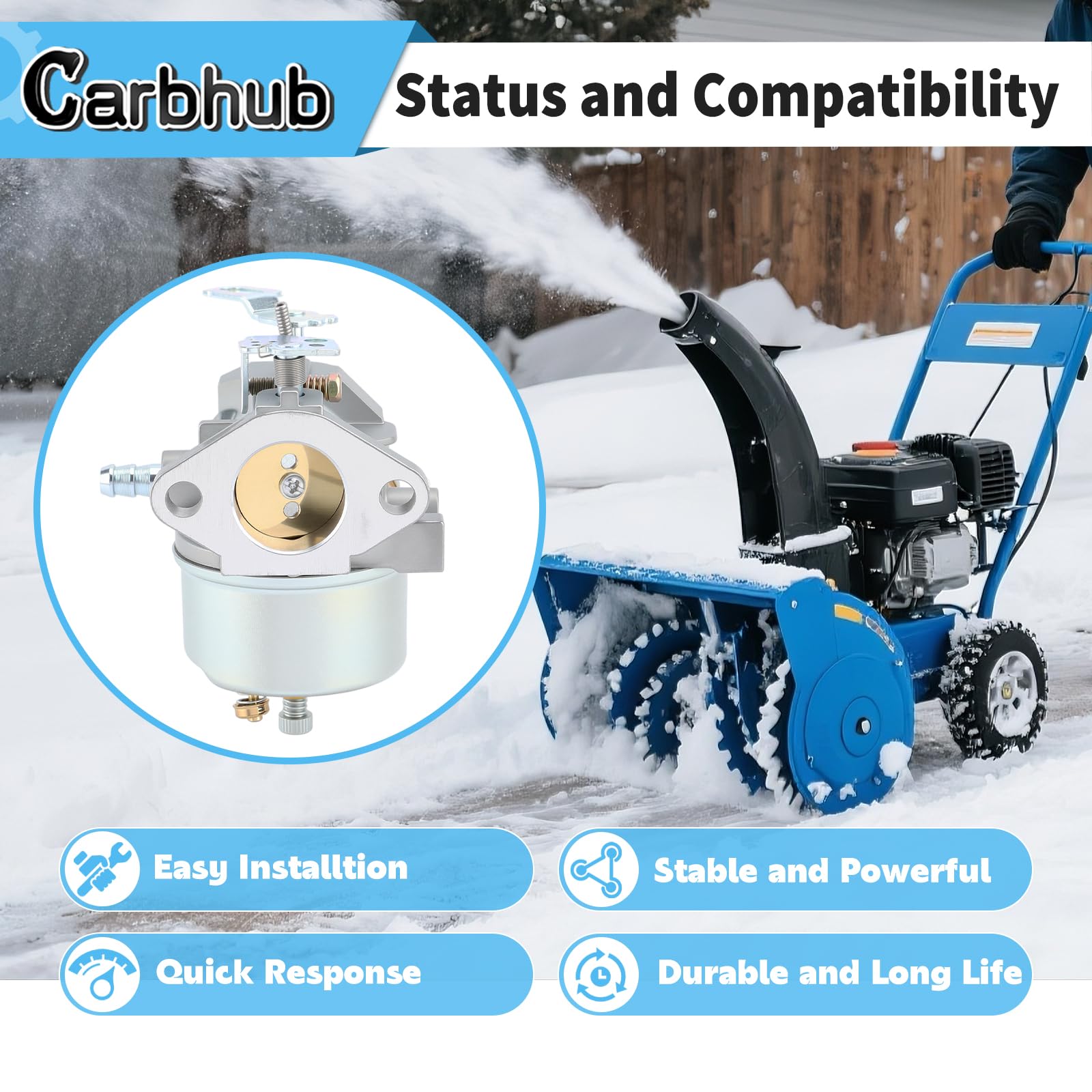 Carbhub Tecumseh 640058 carburetor for dependable snowblower operation.