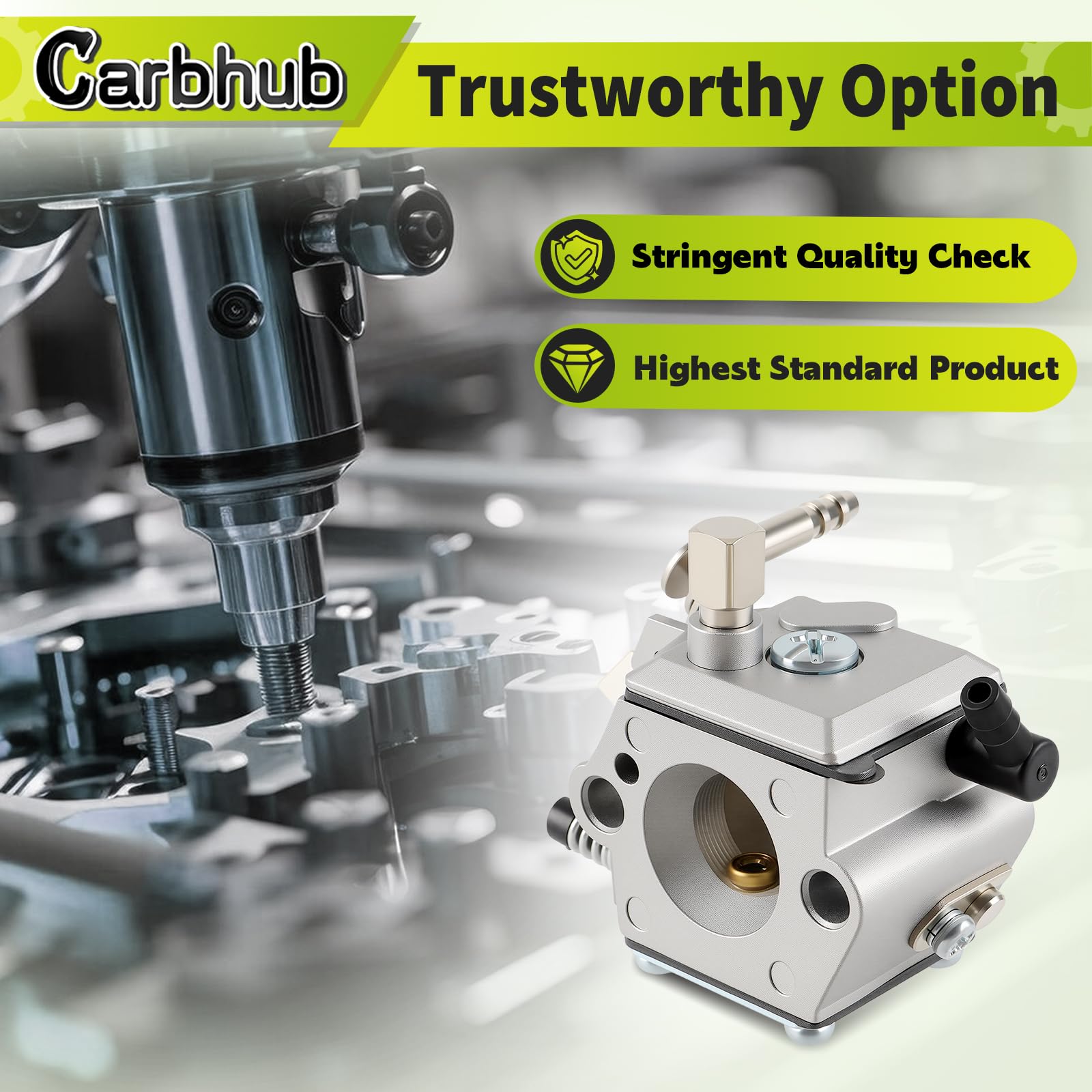 Carbhub carburetor with Tillotson HU-40 compatibility for reliable operation.