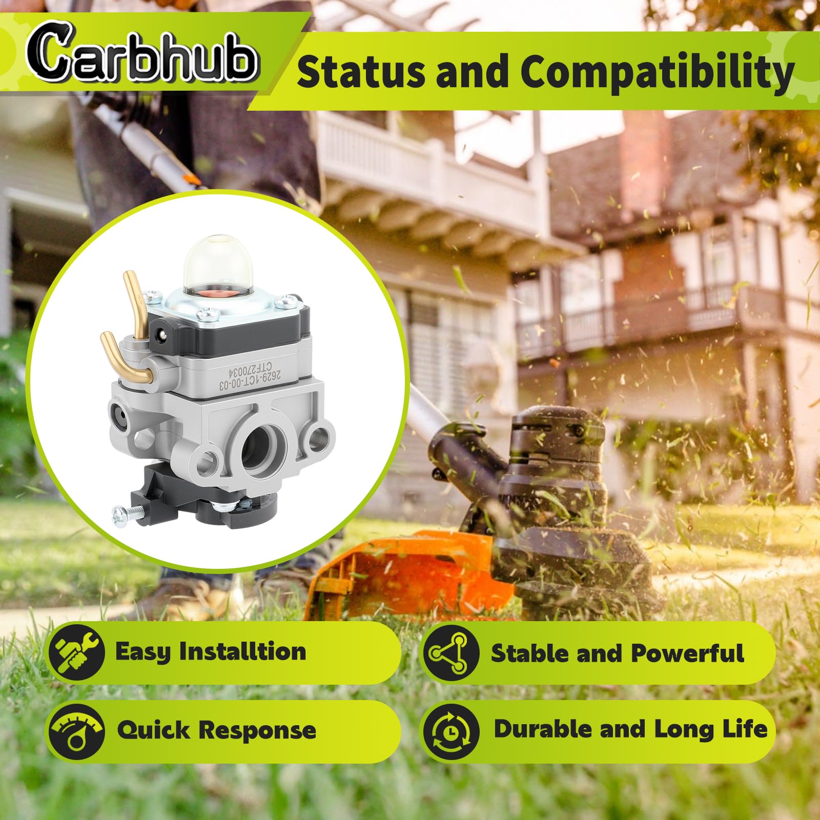 Carbhub fuel system components kit demonstrates durability for daily yard work.