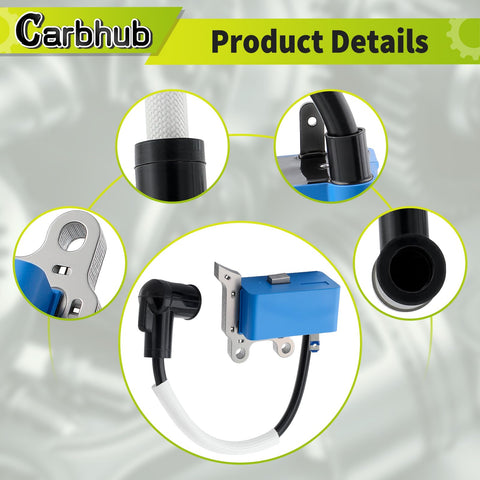 Carbhub package contents show coil, plug, and filter for a complete replacement.
