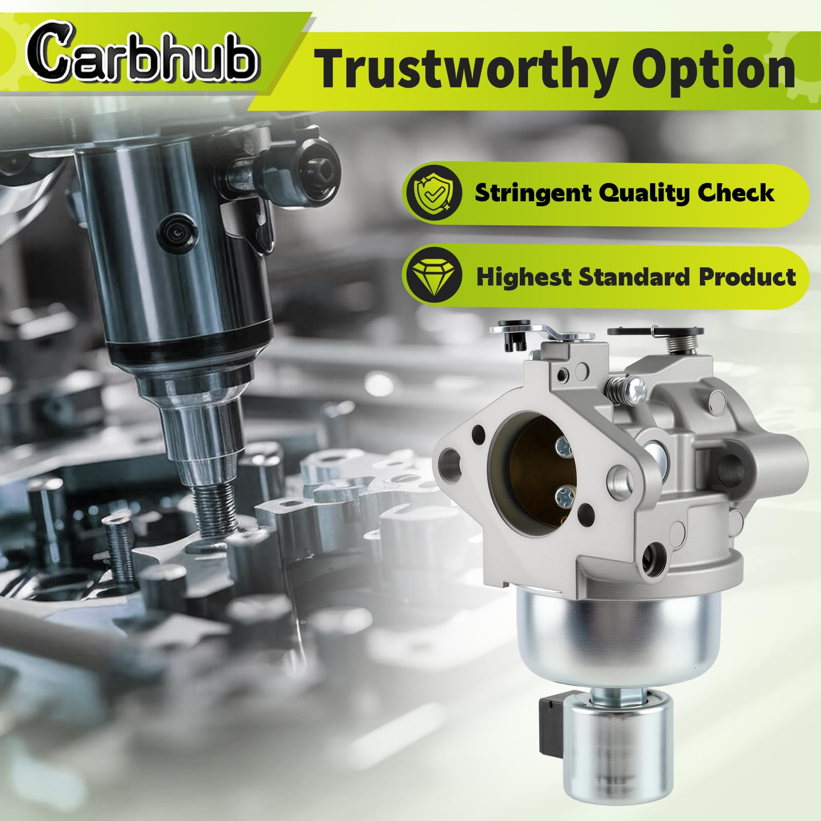 Carbhub packaging view shows complete replacement set for lawn equipment.