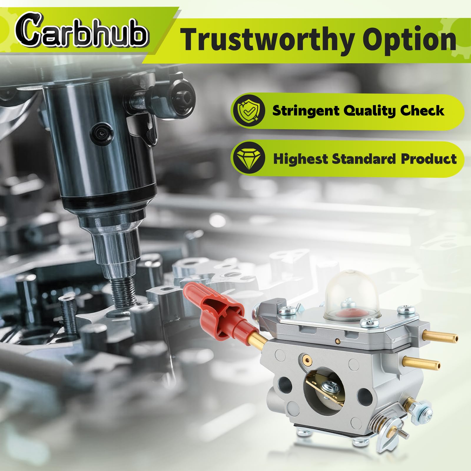 Carbhub-ready carburetor installed on a compatible engine.