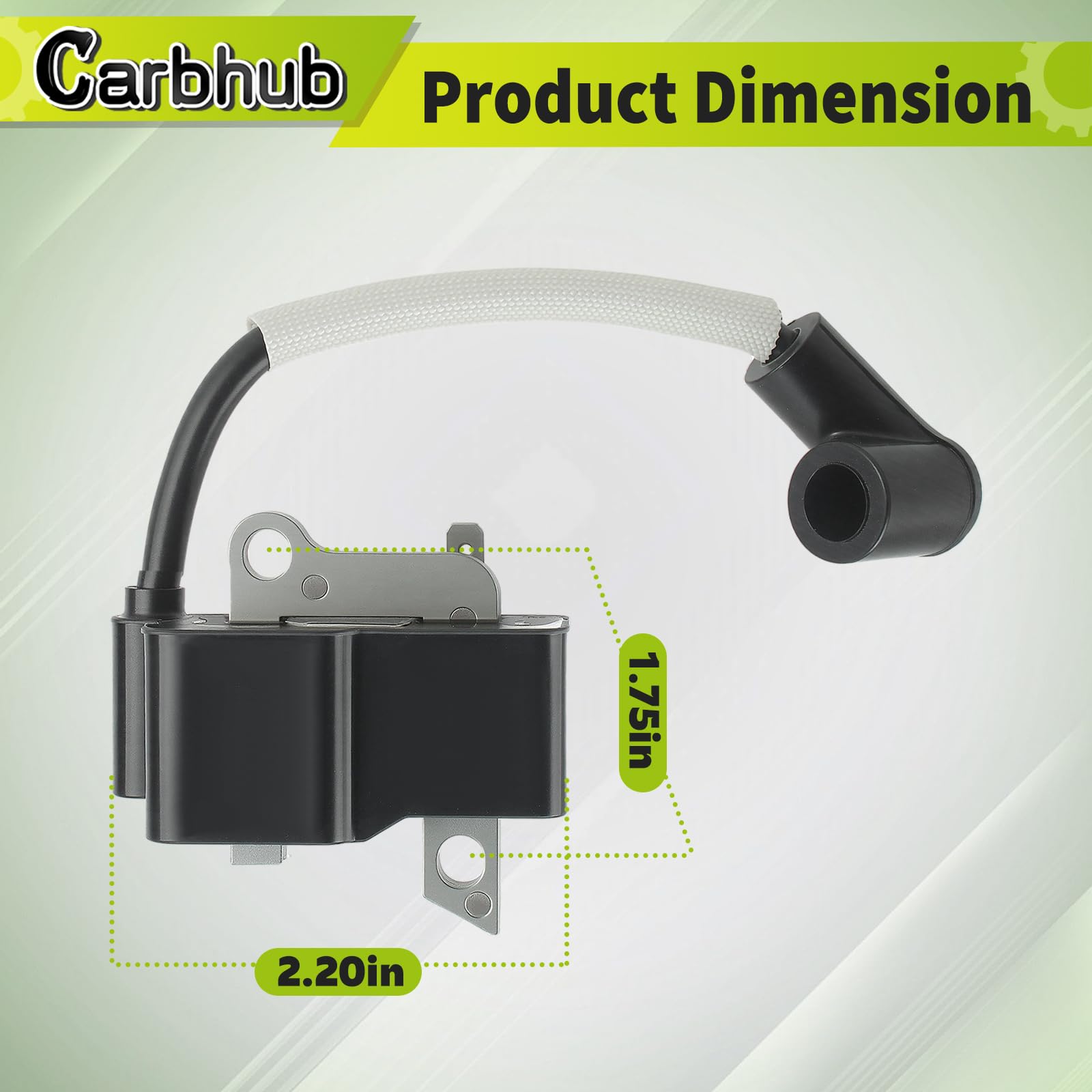 Carbhub spark plug included for Husqvarna compatibility, supports consistent starting.