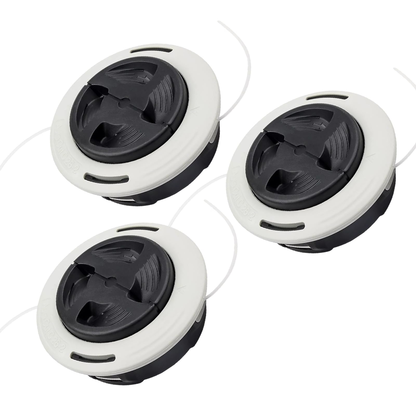 Carburionix 3-pack C26-2 trimmer head front view with dual-line design