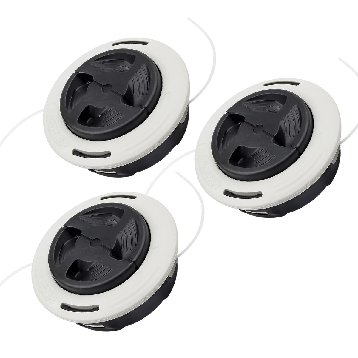 Carburionix 3-pack C26-2 trimmer head front view with dual-line design
