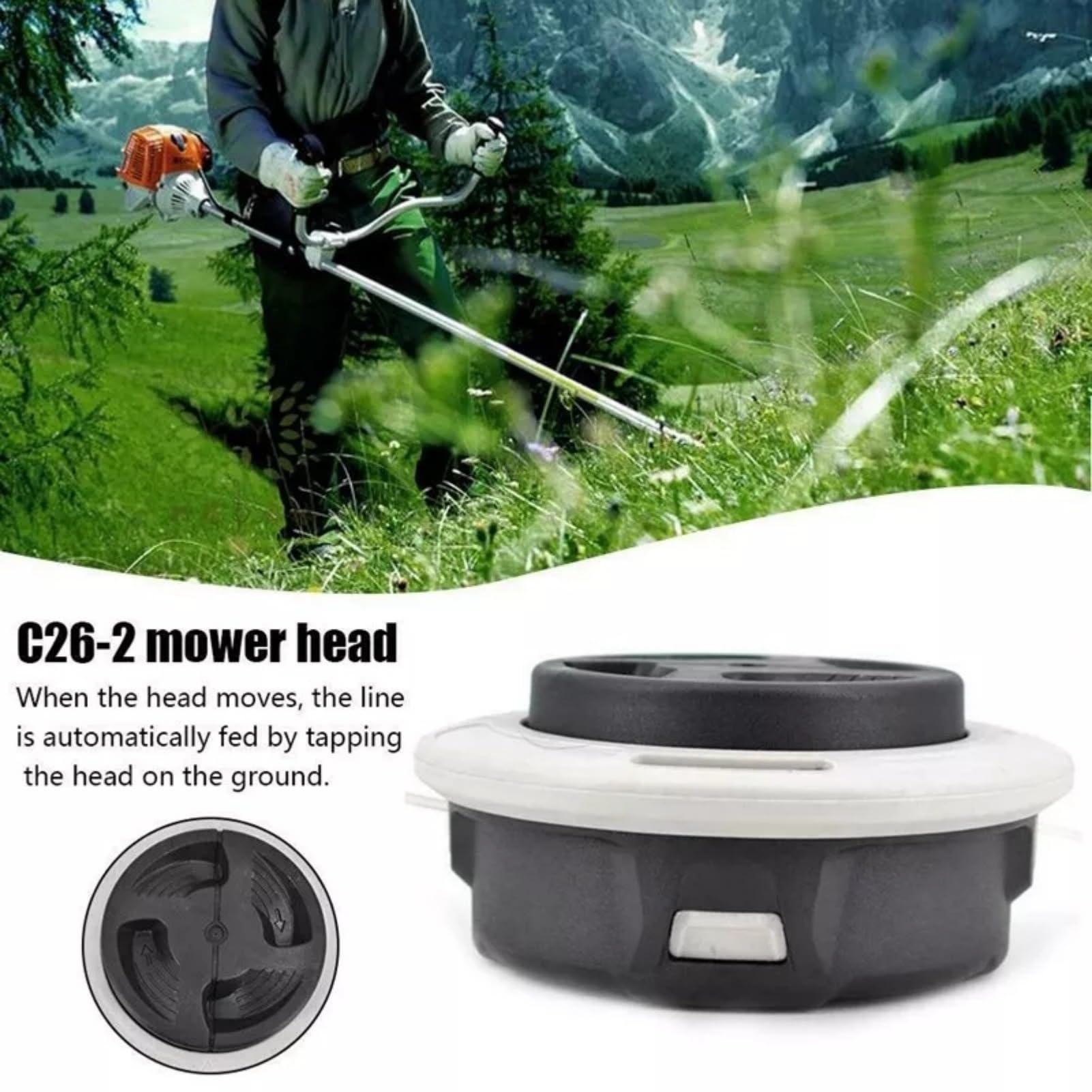 Carburionix C26-2 trimmer head side profile highlighting compact build