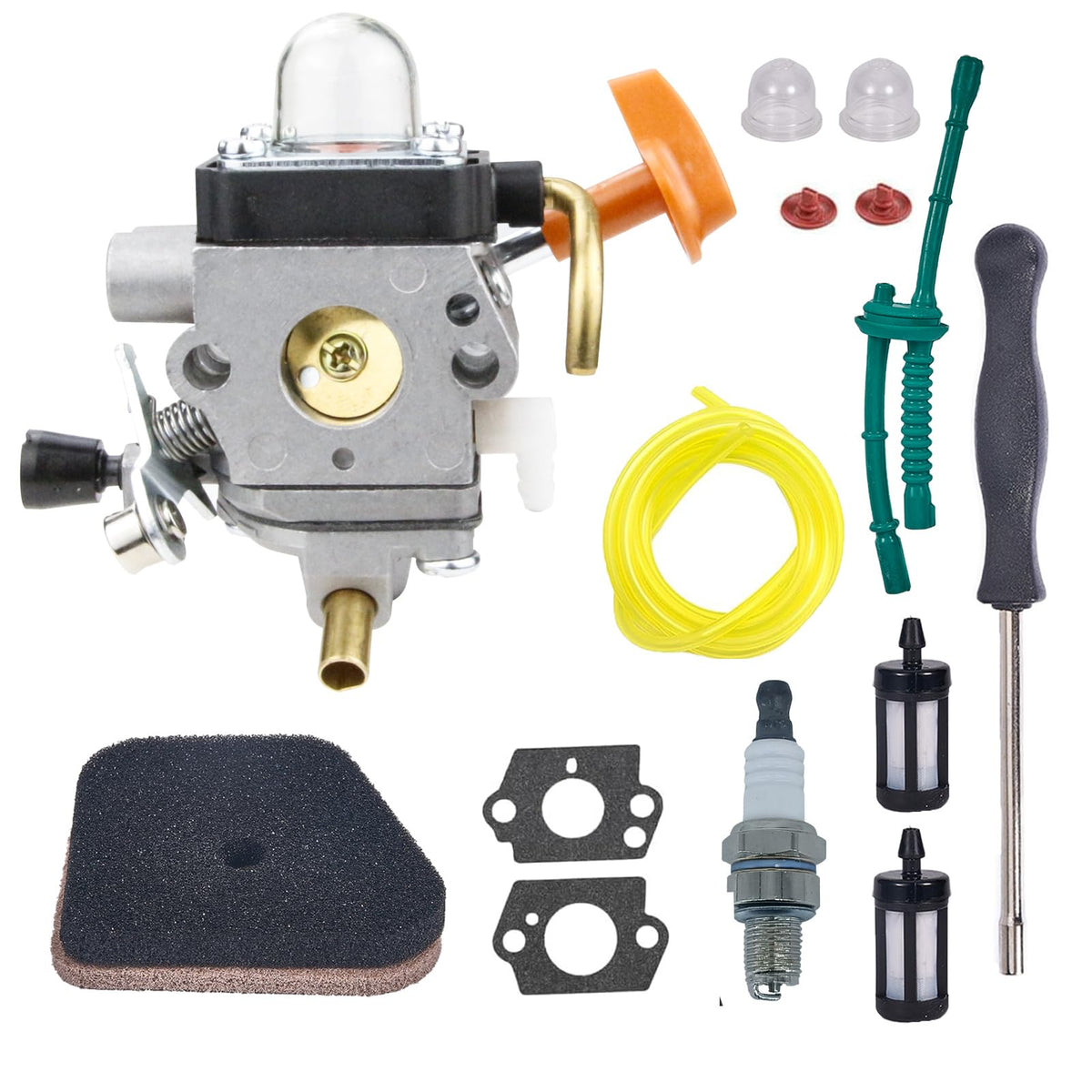 Carburionix FS90R carb kit front view for STIHL trimmers, ready for rebuild.