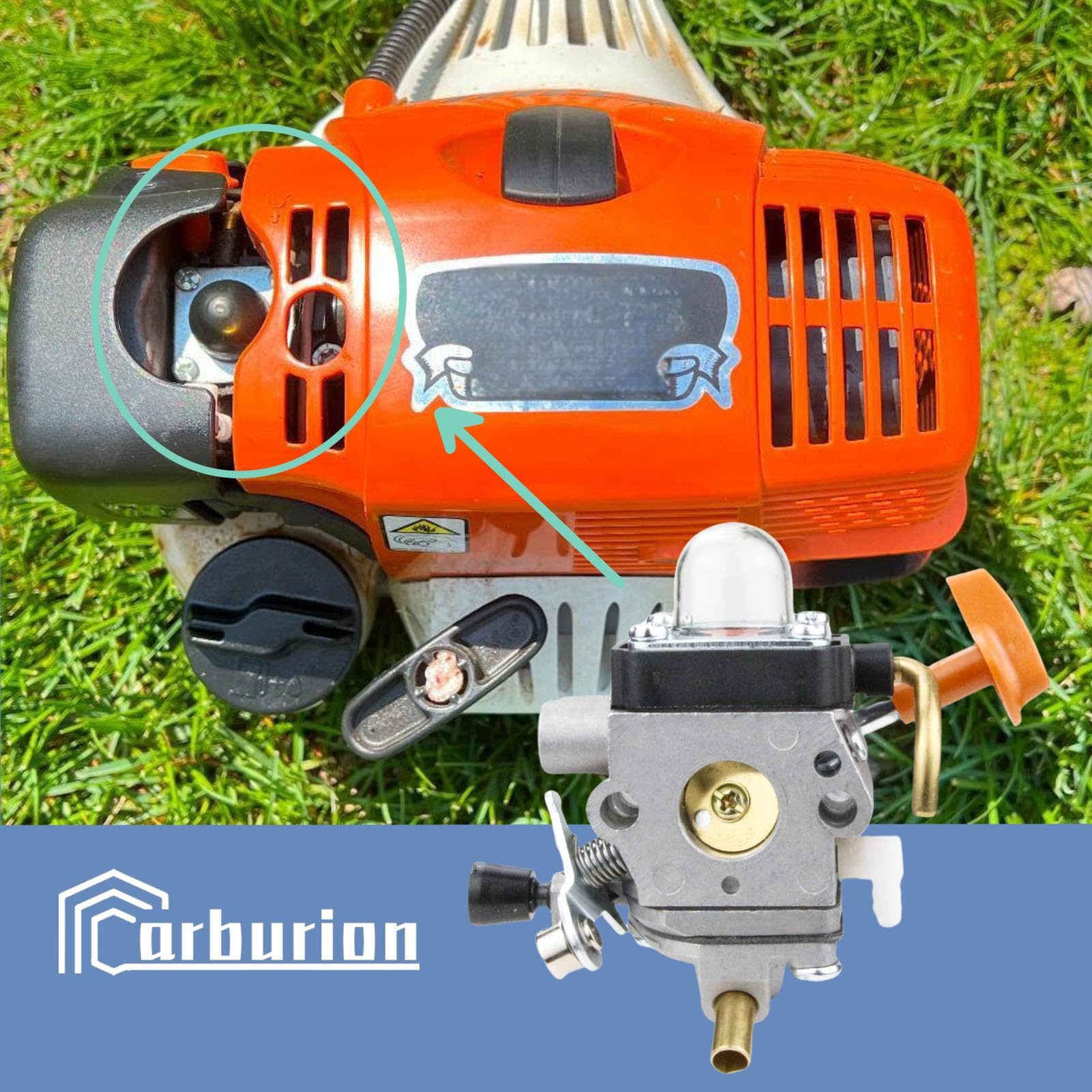 Carburionix STIHL FS130R carb kit image, supports efficient maintenance.