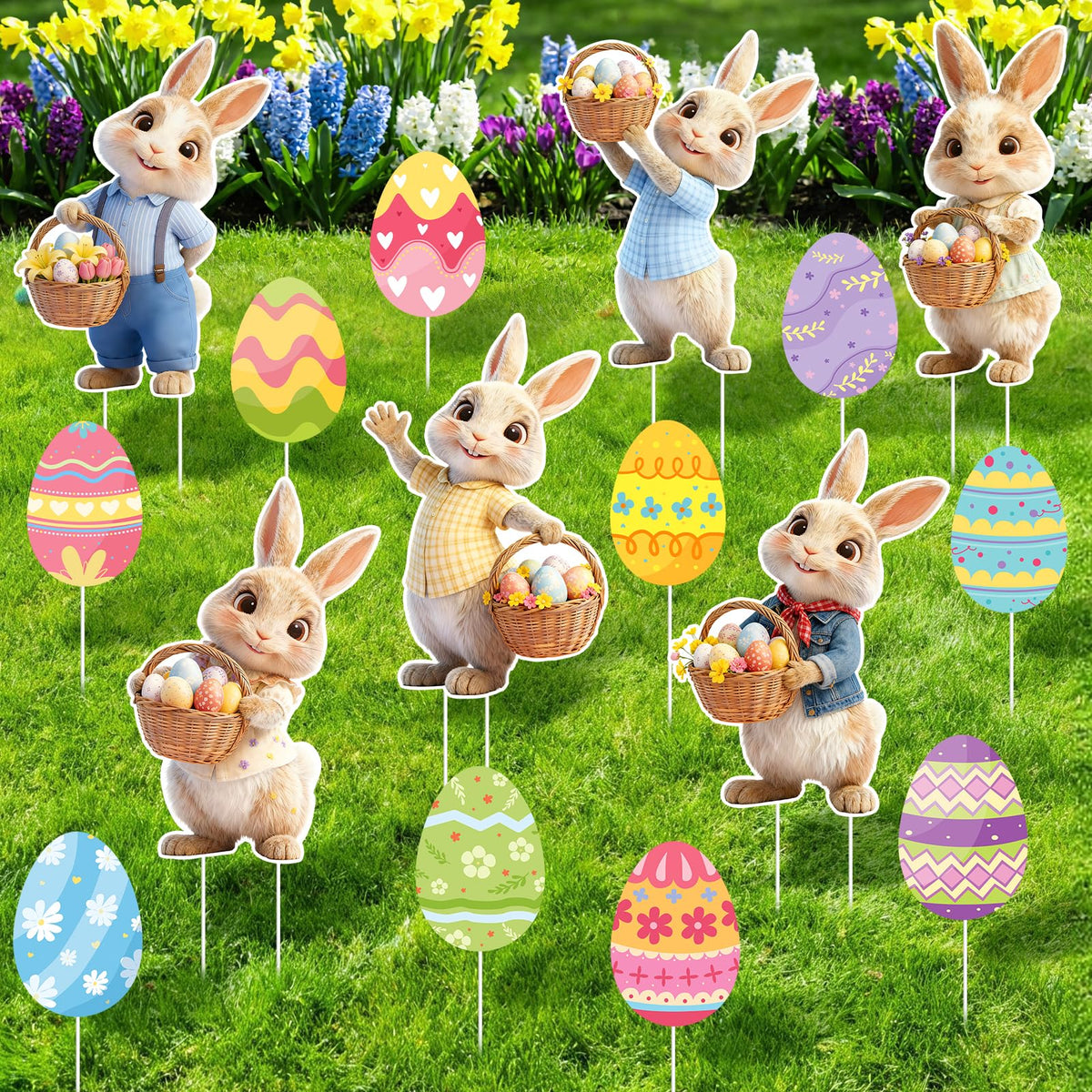 Cardkiss Easter bunny signs brighten outdoor yard decor.