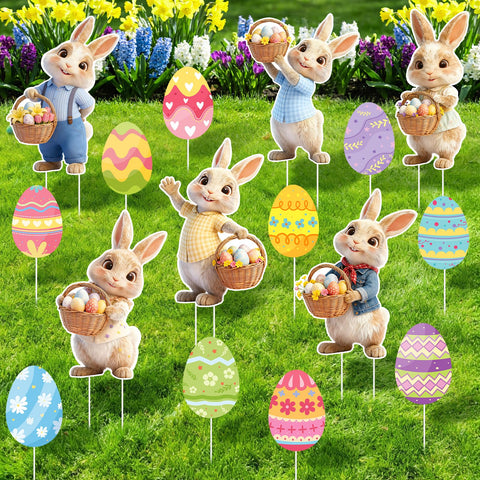 Cardkiss Easter bunny signs brighten outdoor yard decor.