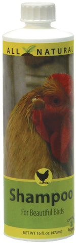 Care Free Enzymes chicken shampoo bottle; gentle, non-toxic hygiene for show birds.