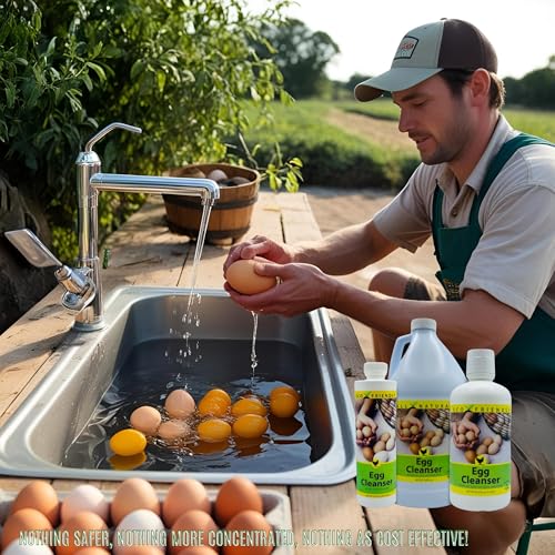 CareFree Enzymes washing eggs in bowl; gentle, effective cleaning of fresh eggs.