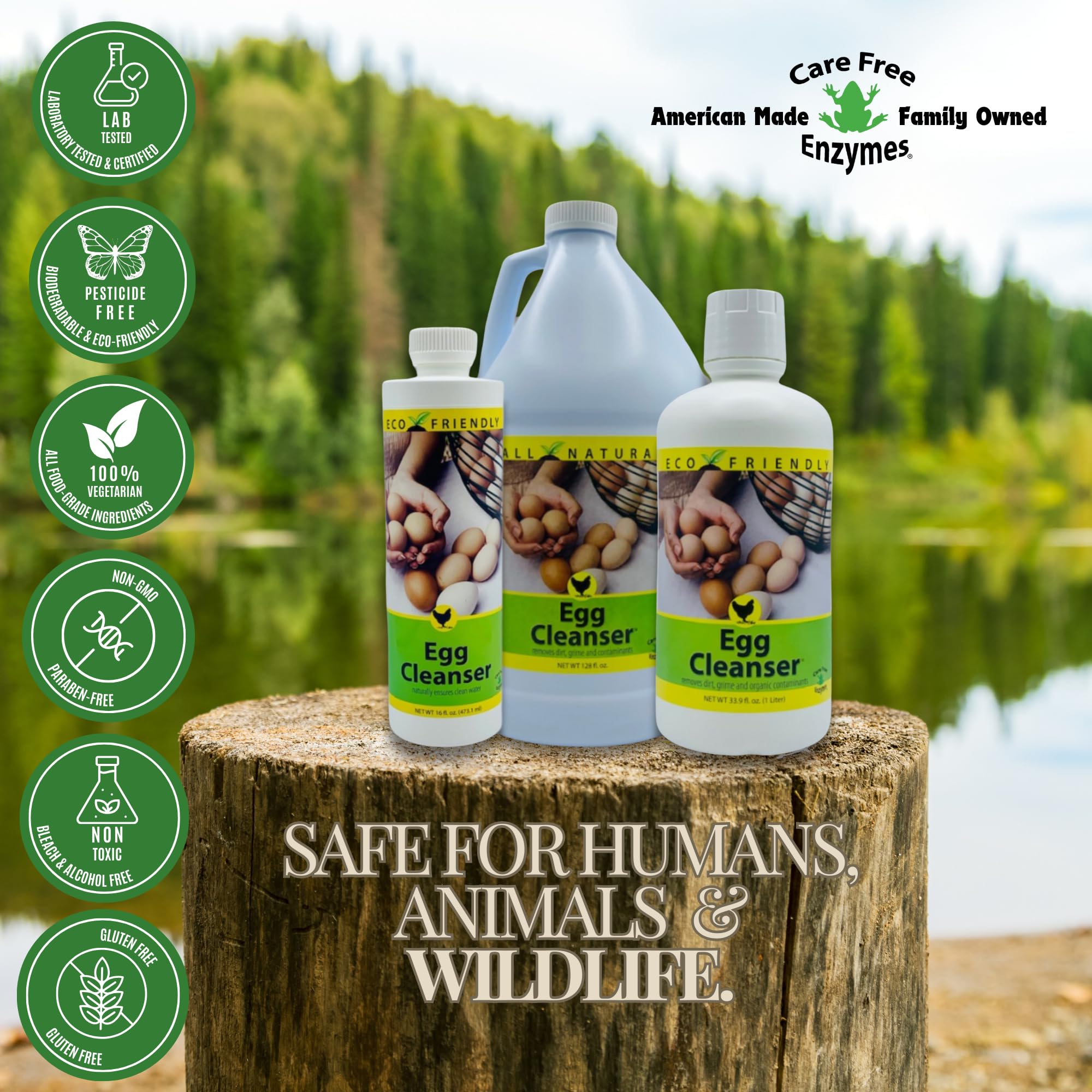 CareFree Enzymes pouring action shows easy application for eggs.