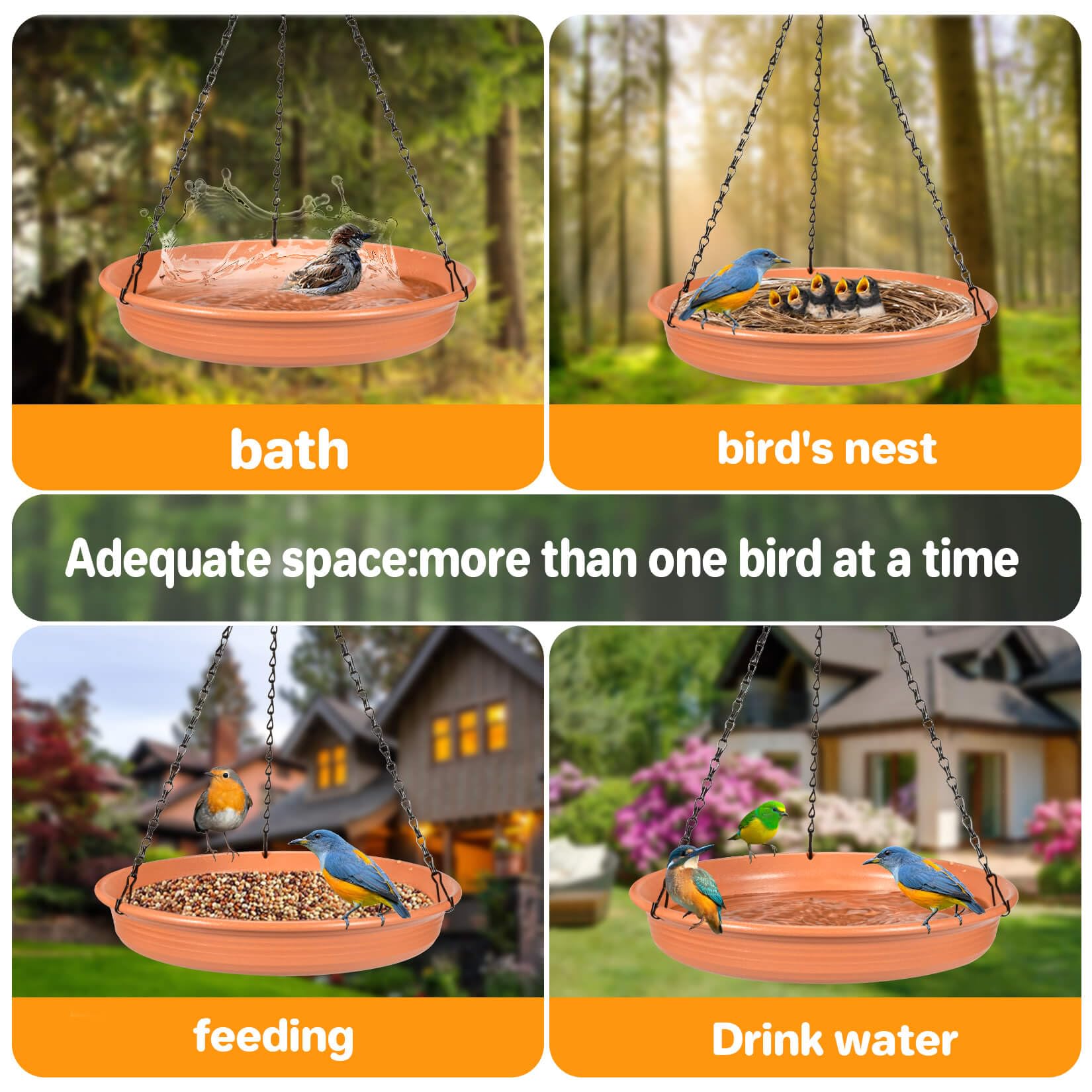CARGEN bird feeder tray closeup shows rust-resistant stainless steel finish for outdoor use