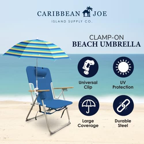 Caribbean Joe bold stripe arc umbrella provides wide coverage for group beach days