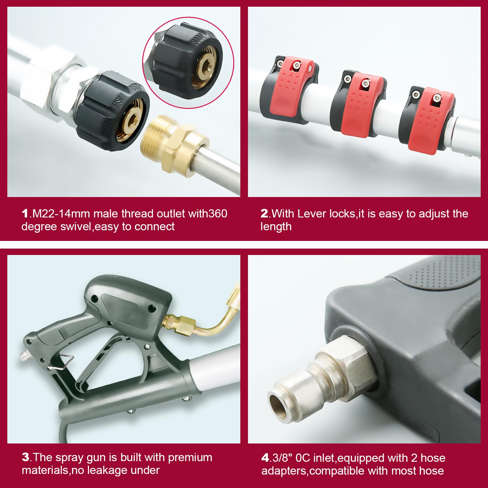 Carivia extension wands with 15 and 90 degree angles for versatile cleaning.