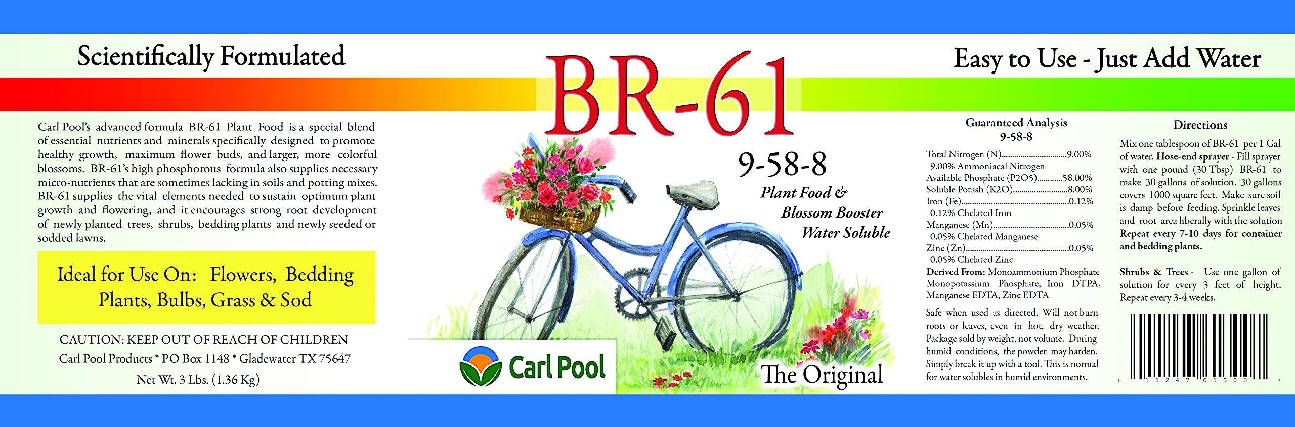 Carl Pool BR-61 Plant Food bloom-application view supports flowering in containers