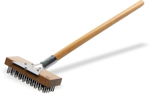 Carlisle Wood Oven Brush Long Handle cleans hard-to-reach grill surfaces safely.