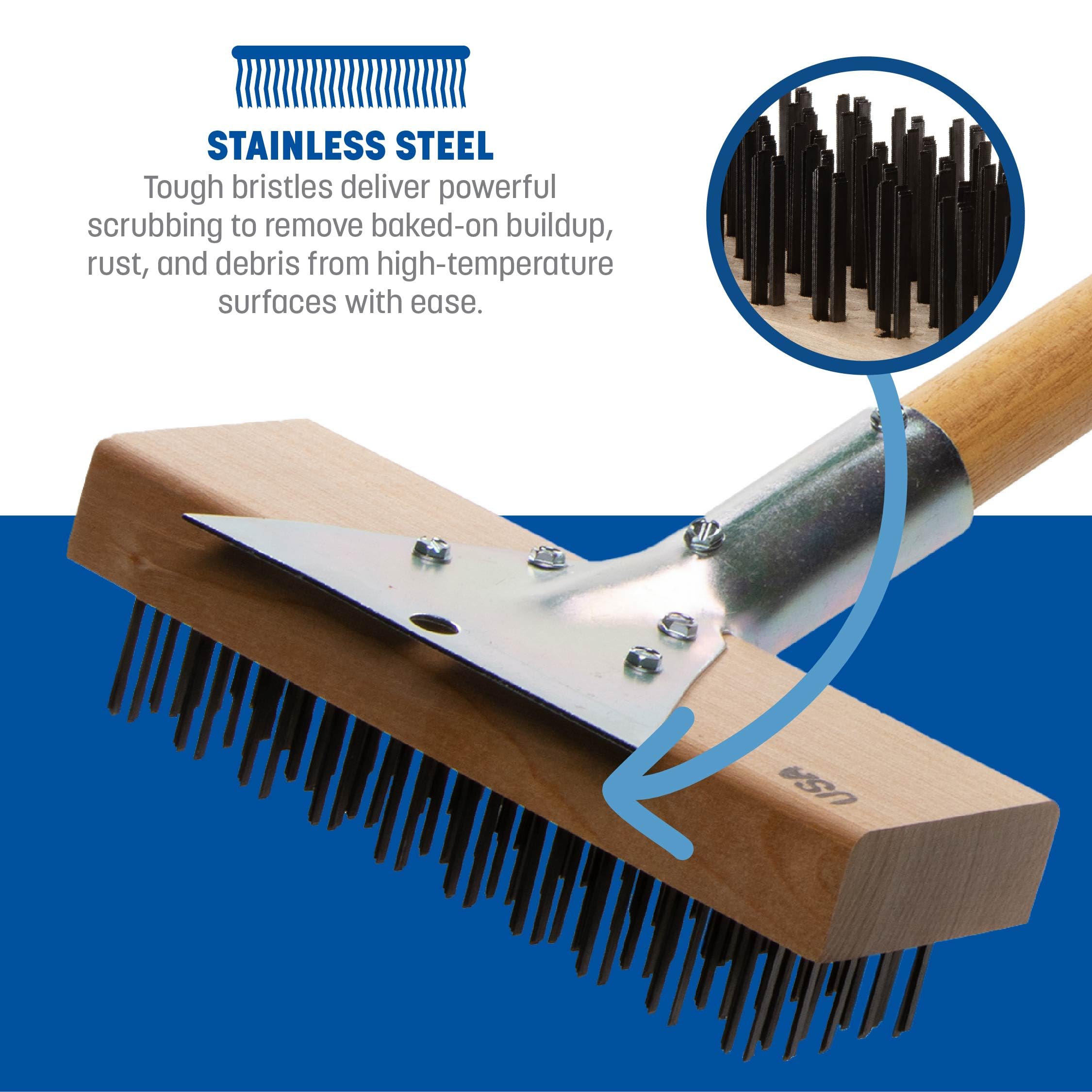 Carlisle Wood Oven Brush Rust-resistant design supports busy kitchen use.
