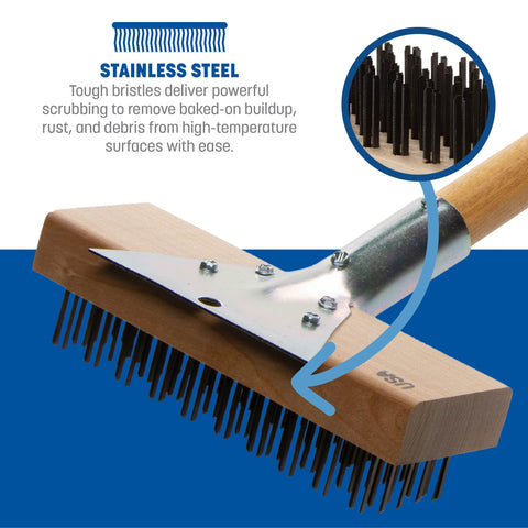 Carlisle Wood Oven Brush Rust-resistant design supports busy kitchen use.