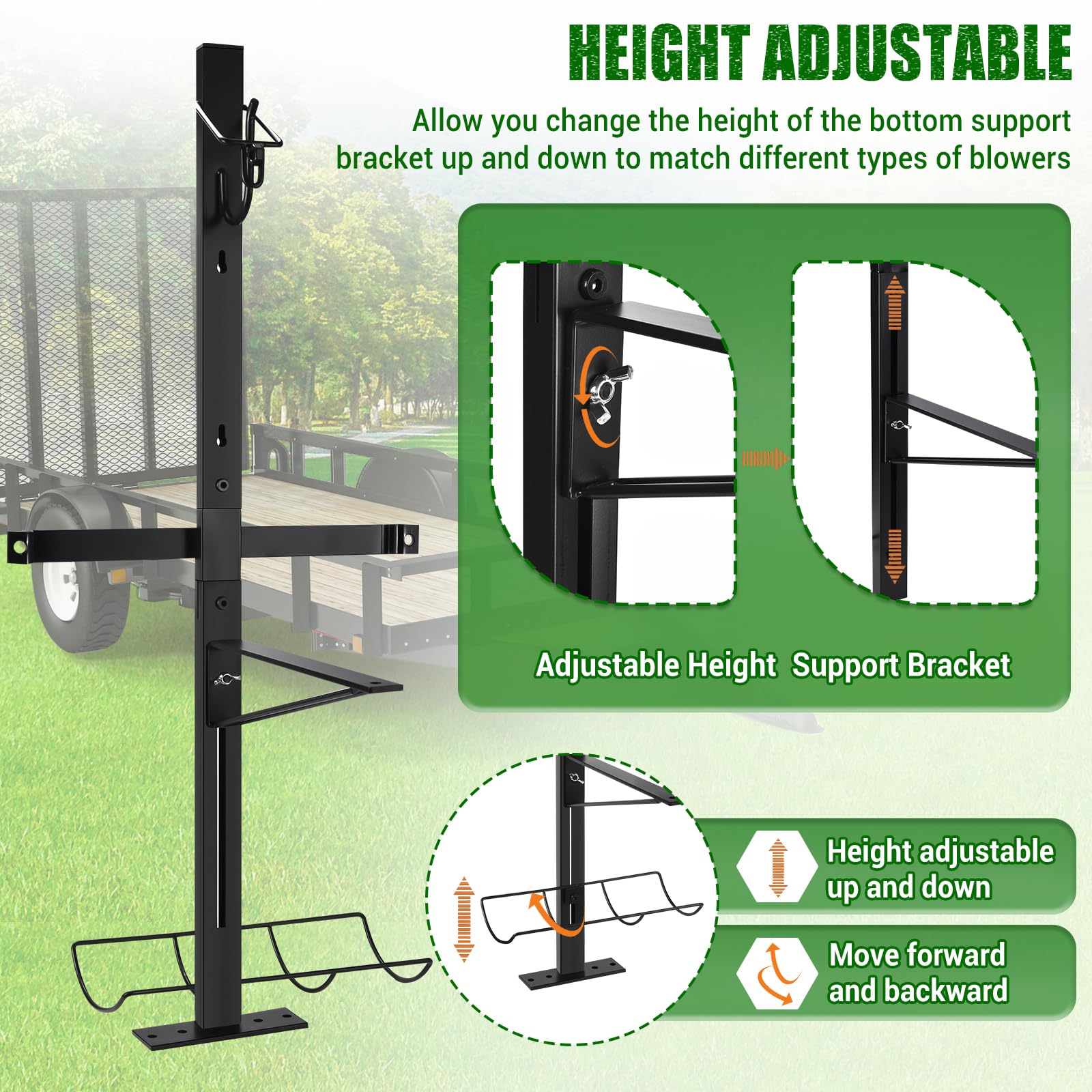 CAROD adjustable height sliding rail adapts to different blower sizes