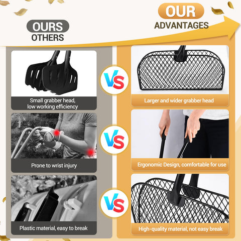 CAROD Leaf Grabber Rake features ergonomic handle for smoother operation.