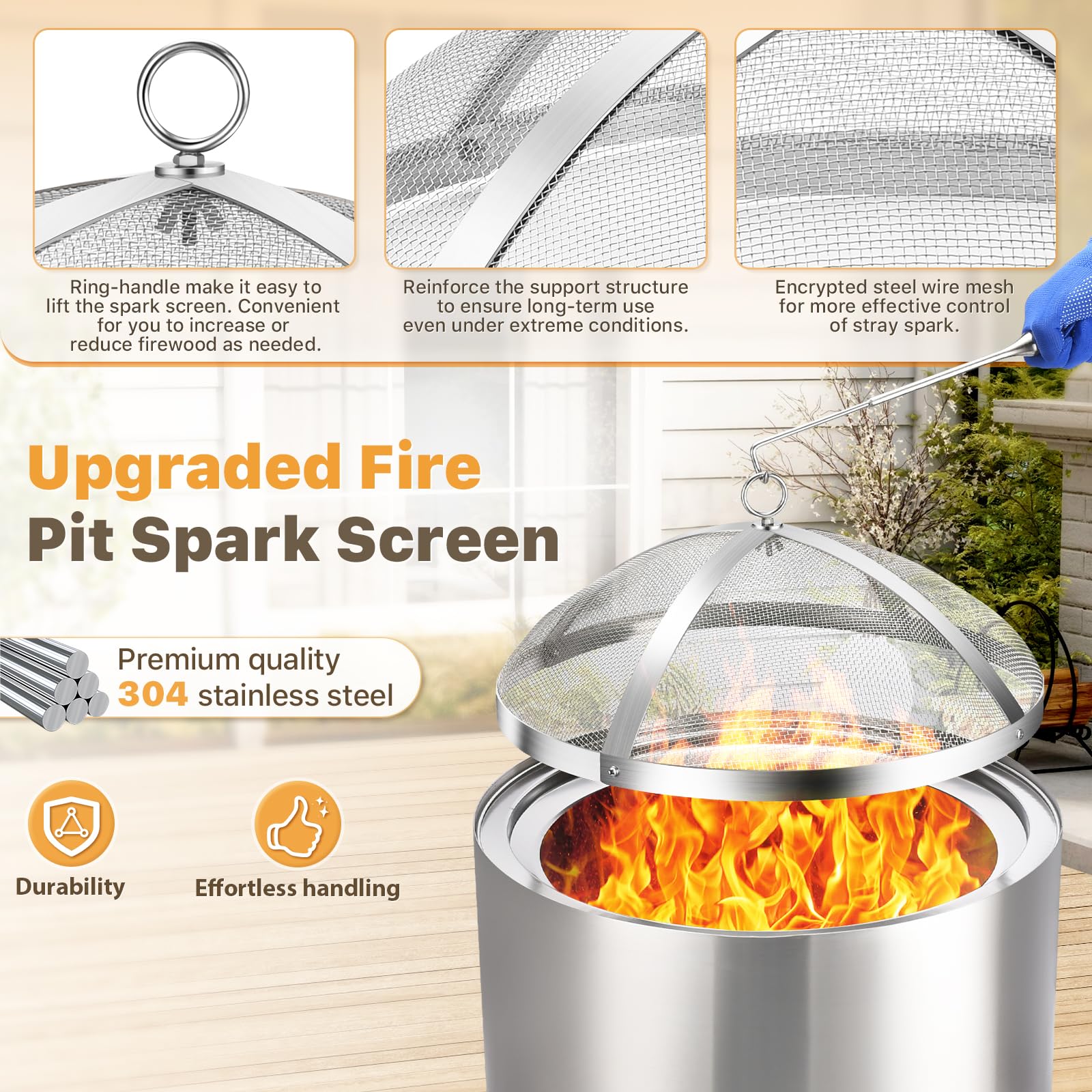 CAROD 304 stainless steel construction for durable outdoor use.