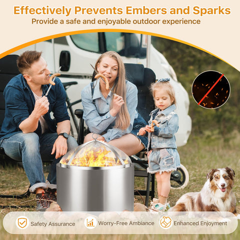 CAROD fine mesh blocks embers to help reduce stray sparks.