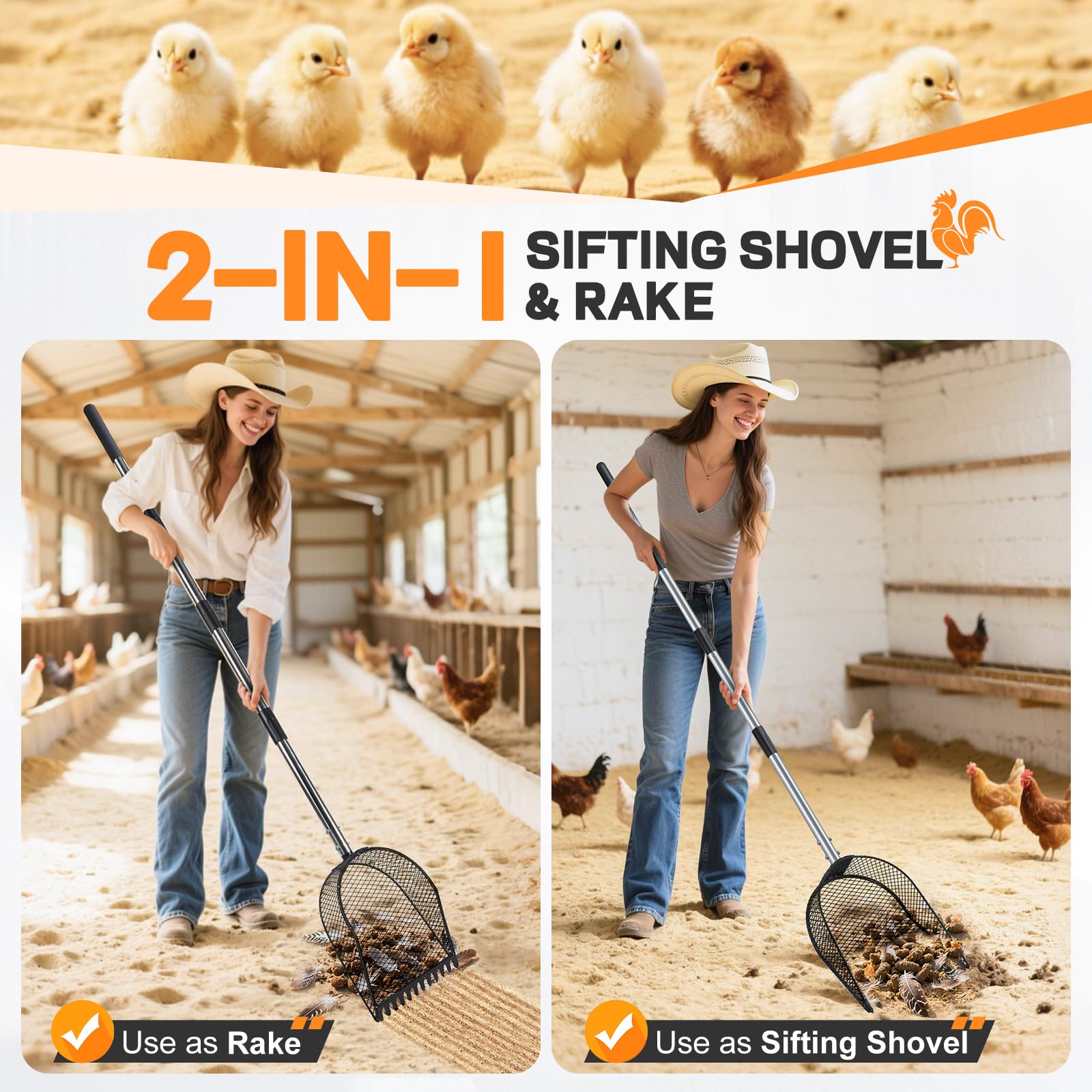 CAROD four-length adjustable handle reduces back strain.