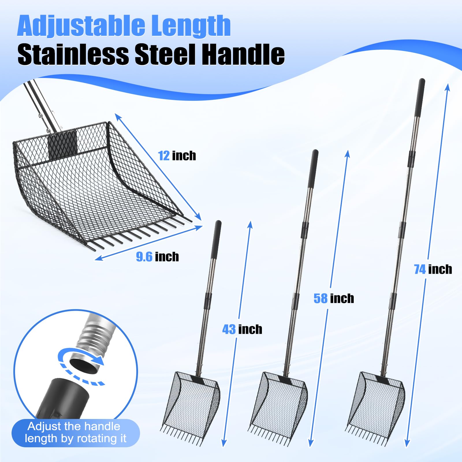 CAROD heavy-duty metal head with curved scoop for large-area cleaning